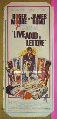 p440 LIVE & LET DIE Australian daybill movie poster '73 Moore as Bond
