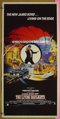 p442 LIVING DAYLIGHTS Australian daybill movie poster '86 James Bond