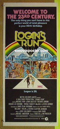 p444 LOGAN'S RUN Australian daybill movie poster '76 Michael York, Agutter