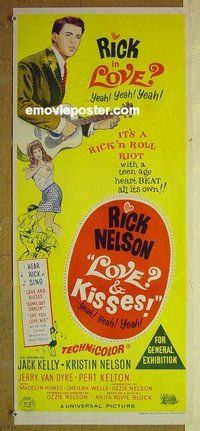 p451 LOVE & KISSES Australian daybill movie poster '65 Rick Nelson