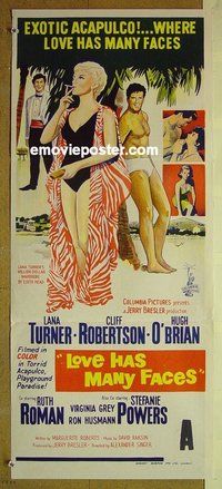 p452 LOVE HAS MANY FACES Australian daybill movie poster '65 Lana Turner