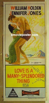 p453 LOVE IS A MANY-SPLENDORED THING Australian daybill movie poster '55