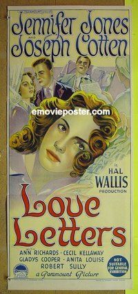 p454 LOVE LETTERS Australian daybill movie poster '45 Jones, Cotten