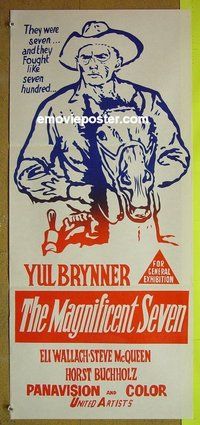 p460 MAGNIFICENT SEVEN Australian daybill movie poster R60s Yul Brynner