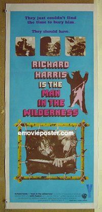 p465 MAN IN THE WILDERNESS Australian daybill movie poster '71 R. Harris