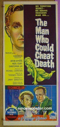 p466 MAN WHO COULD CHEAT DEATH Australian daybill movie poster '59 Hammer