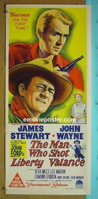 p469 MAN WHO SHOT LIBERTY VALANCE Australian daybill movie poster '62