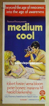 p480 MEDIUM COOL Australian daybill movie poster '69 Haskell Wexler classic!