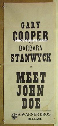 p481 MEET JOHN DOE Australian daybill movie poster '41 Gary Cooper