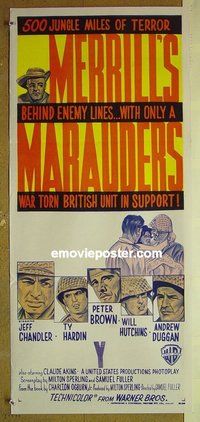 p482 MERRILL'S MARAUDERS Australian daybill movie poster '62 Sam Fuller