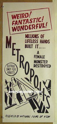 p483 METROPOLIS Australian daybill R52 Fritz Lang sci-fi classic!
