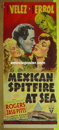 p484 MEXICAN SPITFIRE AT SEA Australian daybill movie poster '42 Lupe Velez