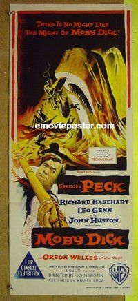 p491 MOBY DICK Australian daybill movie poster '56 Gregory Peck, Welles