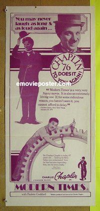 p492 MODERN TIMES Australian daybill movie poster R76 Charlie Chaplin