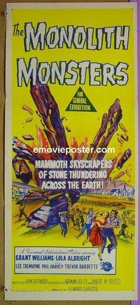 p495 MONOLITH MONSTERS Australian daybill movie poster '57 Grant Williams
