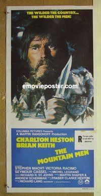 p503 MOUNTAIN MEN Australian daybill movie poster '80 Charlton Heston