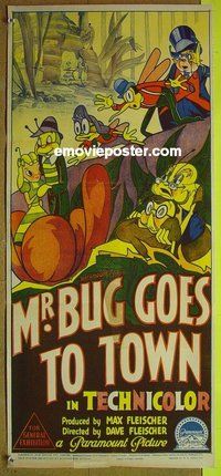 p504 MR BUG GOES TO TOWN Australian daybill movie poster '41 Max Fleischer