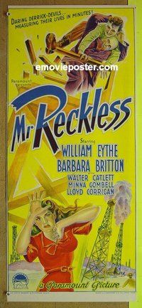 p506 MR RECKLESS Australian daybill movie poster '48 William Eythe, Britton