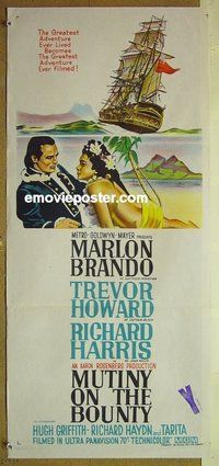 p507 MUTINY ON THE BOUNTY Australian daybill movie poster '62 Brando