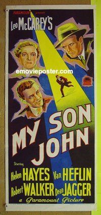 p512 MY SON JOHN Australian daybill movie poster '52 Walker, Van Heflin