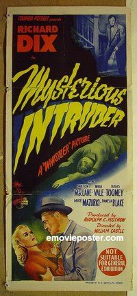 p513 MYSTERIOUS INTRUDER Australian daybill movie poster '46 Richard Dix
