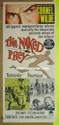 p515 NAKED PREY Australian daybill movie poster '65 Cornel Wilde
