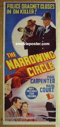 p516 NARROWING CIRCLE Australian daybill movie poster '56 English crime!