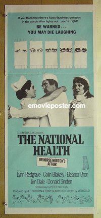 p518 NATIONAL HEALTH Australian daybill movie poster '73 English comedy!