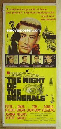 p521 NIGHT OF THE GENERALS Australian daybill movie poster '67 Peter O'Toole