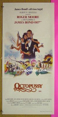 p530 OCTOPUSSY Australian daybill movie poster '83 Moore as James Bond