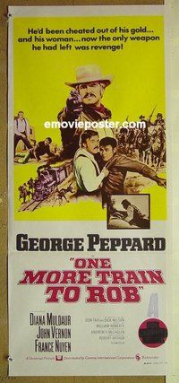 p543 ONE MORE TRAIN TO ROB Australian daybill movie poster '71 Peppard