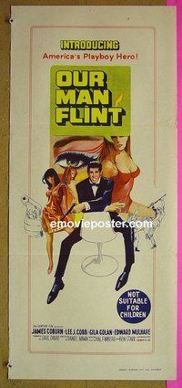 p550 OUR MAN FLINT Australian daybill movie poster '66 Coburn, Cobb