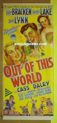 p553 OUT OF THIS WORLD Australian daybill movie poster '45 Lake, Bracken