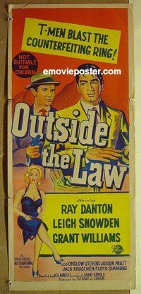 p555 OUTSIDE THE LAW Australian daybill movie poster '56 film noir!