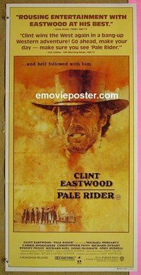 p558 PALE RIDER Australian daybill movie poster '85 great Eastwood art!