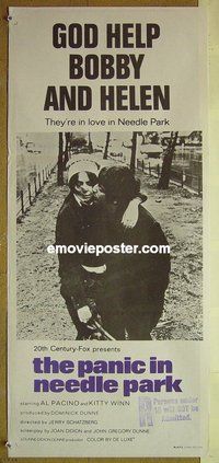 p559 PANIC IN NEEDLE PARK Australian daybill movie poster '71 Al Pacino
