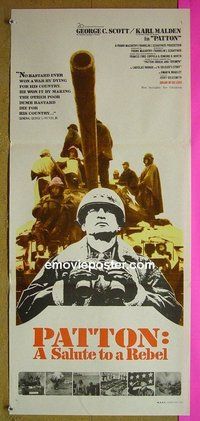 p570 PATTON Australian daybill movie poster '70 George C. Scott classic!