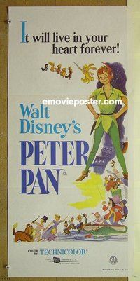 p578 PETER PAN Aust daybill R70s Walt Disney animated cartoon fantasy classic!
