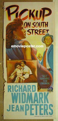 p580 PICKUP ON SOUTH STREET Australian daybill movie poster '53 Sam Fuller