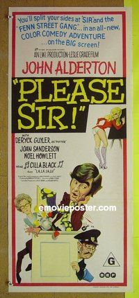 p582 PLEASE SIR Australian daybill movie poster '71 Alderton, English sex!