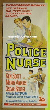 p583 POLICE NURSE Australian daybill movie poster '63 Merry Anders