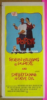 p585 POPEYE Australian daybill movie poster '80 Altman, Robin Williams
