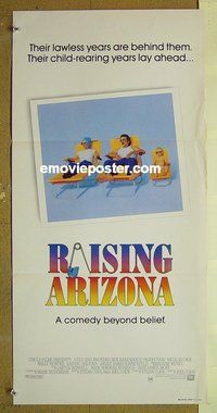 p613 RAISING ARIZONA Australian daybill movie poster '87 Coen Brothers