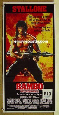 p614 RAMBO FIRST BLOOD 2 Australian daybill movie poster '85 Stallone