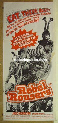 p616 REBEL ROUSERS Australian daybill movie poster '70 biker, Nicholson