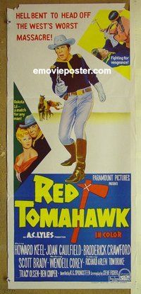 p618 RED TOMAHAWK Australian daybill movie poster '66 Howard Keel