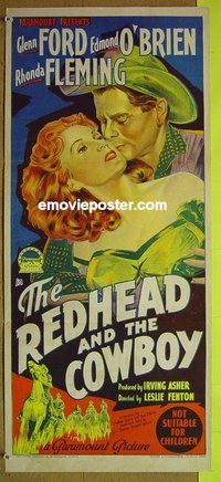 p619 REDHEAD & THE COWBOY Australian daybill movie poster '51 Ford, Fleming