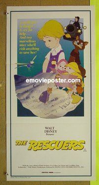 p622 RESCUERS Australian daybill movie poster R80s Walt Disney classic!