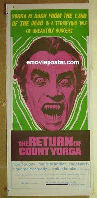 p624 RETURN OF COUNT YORGA Australian daybill movie poster '71 AIP vampires!