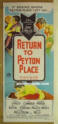 p629 RETURN TO PEYTON PLACE Australian daybill movie poster '61 Lynley